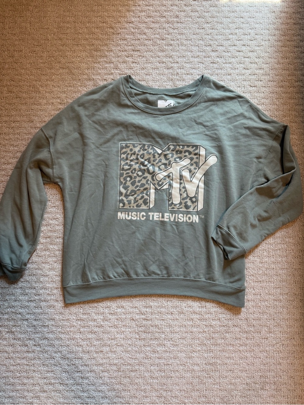 MTV Olive Green Leopard Logo Sweatshirt